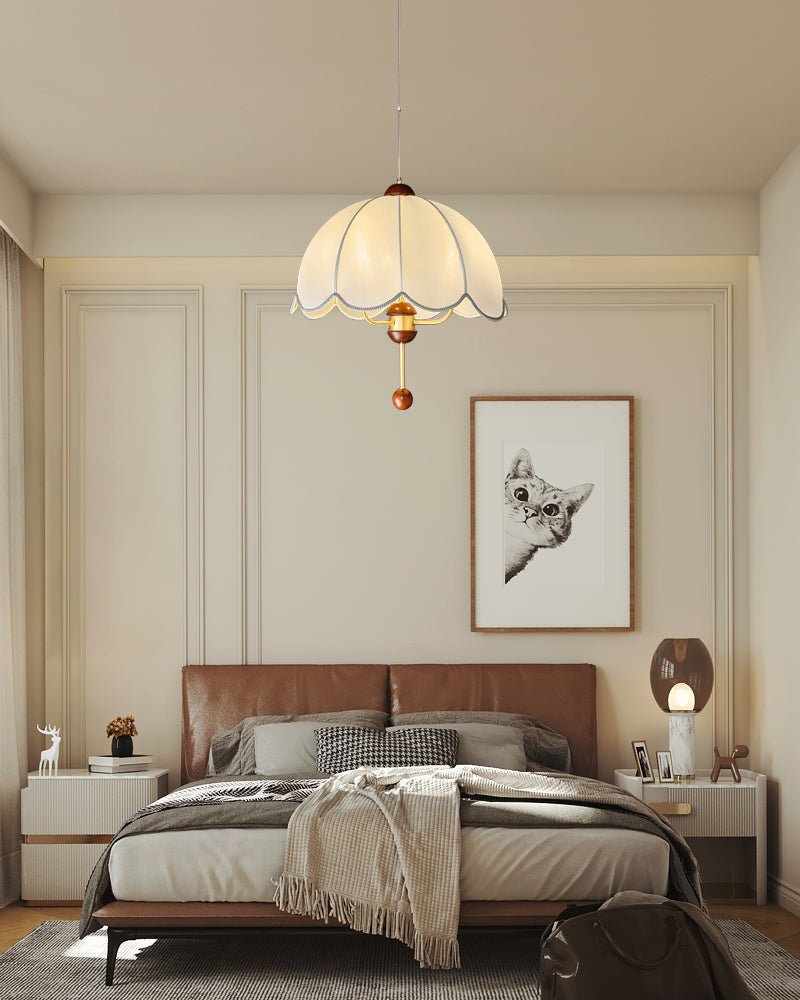 Varaeia Suspension Élégante en Tissu Fleuri et Bois - Neutralighting