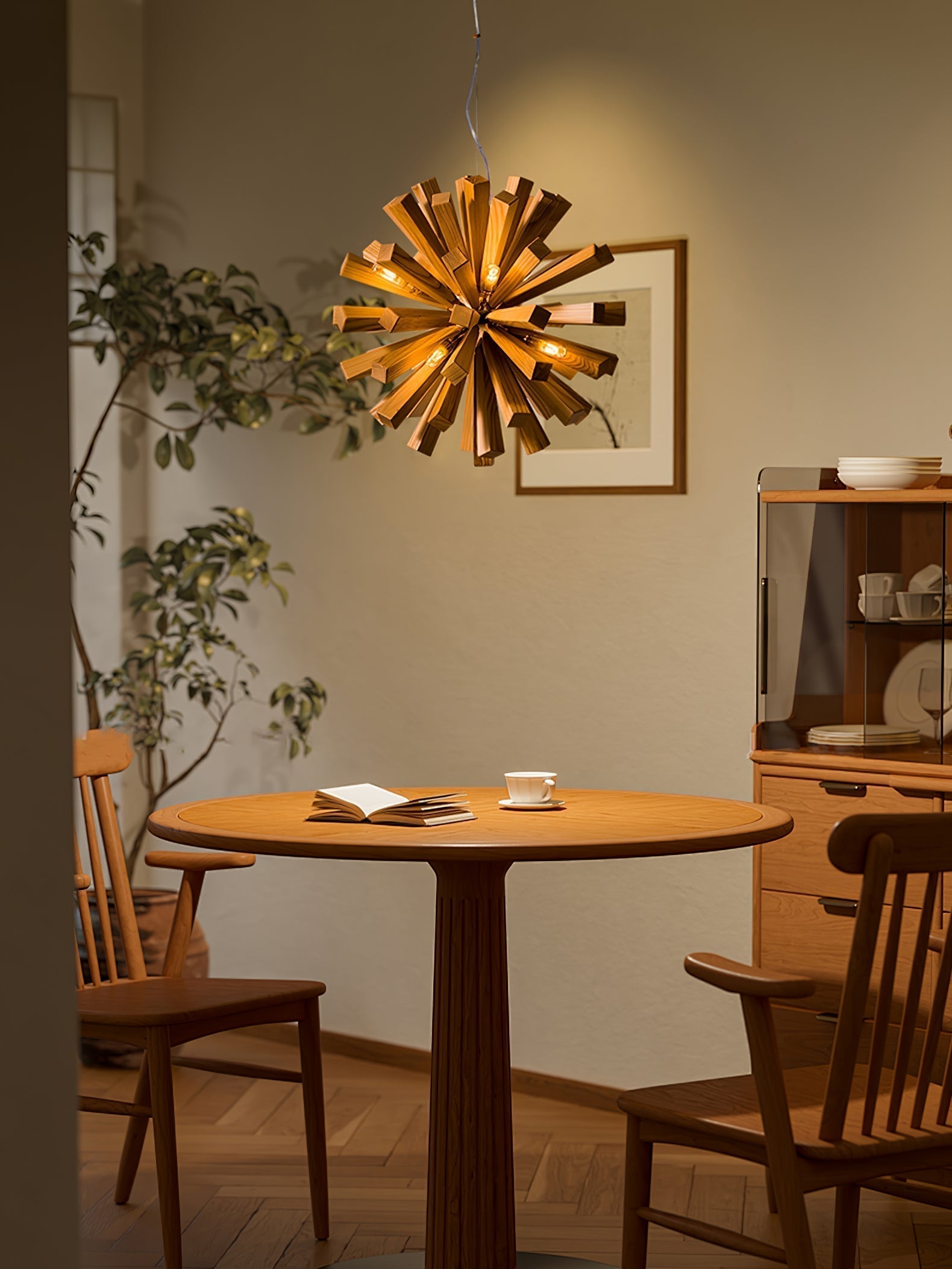 Nova Chandelier Art Nordic Premium en Bois Éclatant - Neutralighting