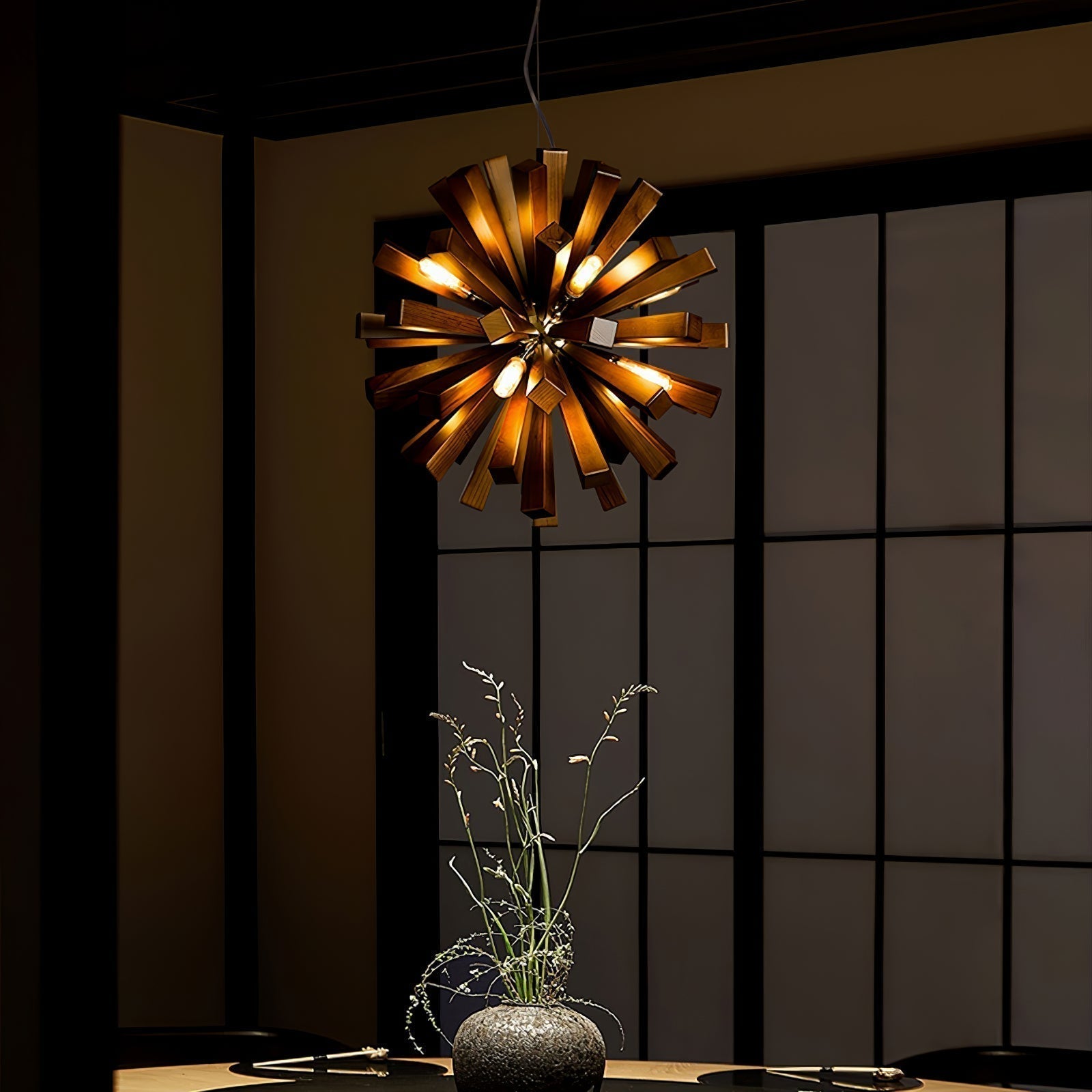 Nova Chandelier Art Nordic Premium en Bois Éclatant - Neutralighting