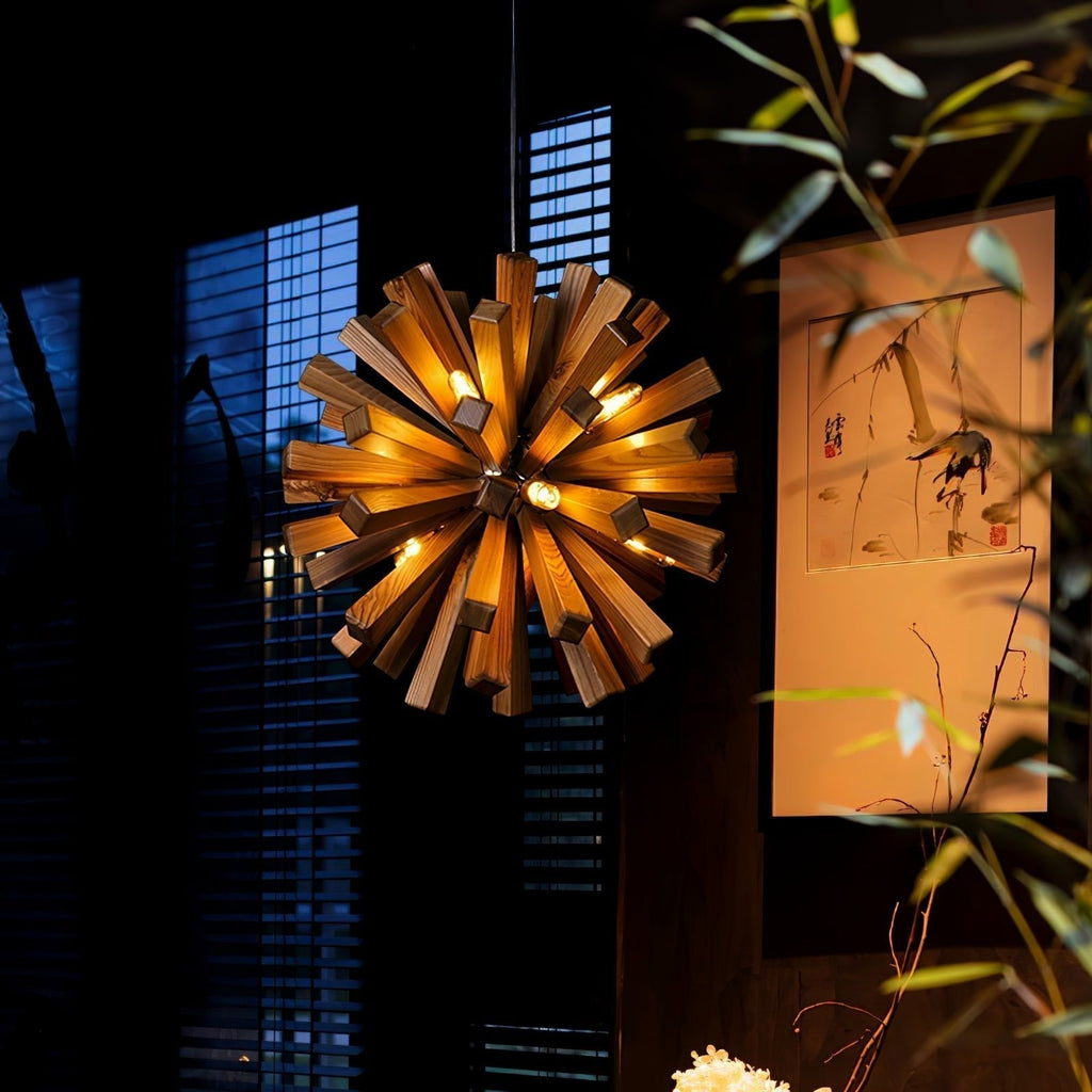 Nova Chandelier Art Nordic Premium en Bois Éclatant - Neutralighting