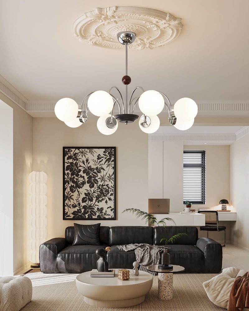Lustra Chandelier Bois Verre Contemporain Courbé - Neutralighting