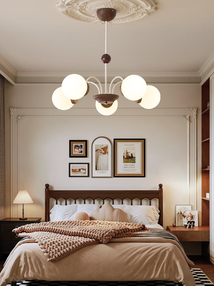 Lustra Chandelier Bois Verre Contemporain Courbé - Neutralighting