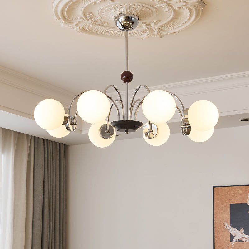 Lustra Chandelier Bois Verre Contemporain Courbé - Neutralighting