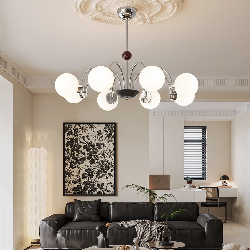 Lustra Chandelier Bois Verre Contemporain Courbé - Neutralighting