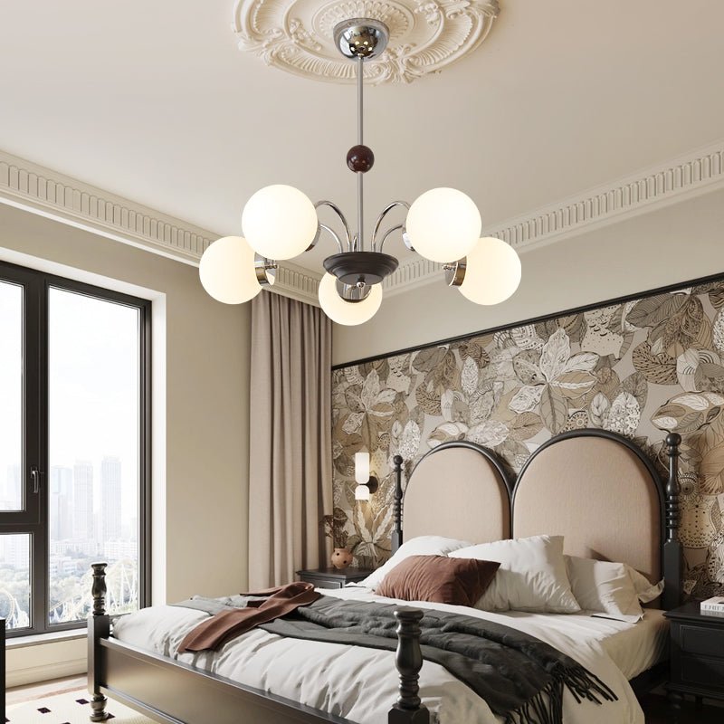 Lustra Chandelier Bois Verre Contemporain Courbé - Neutralighting