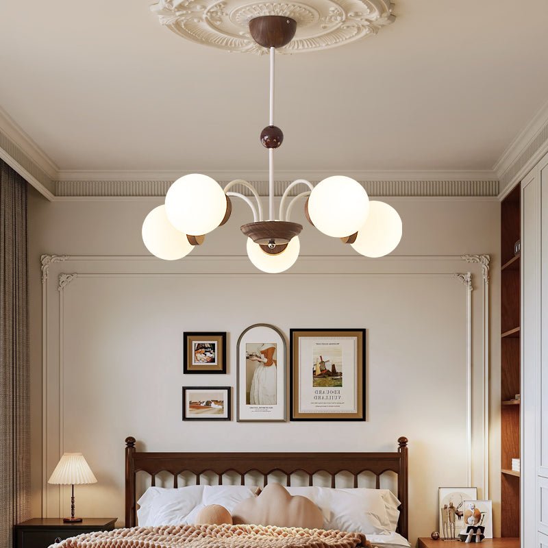 Lustra Chandelier Bois Verre Contemporain Courbé - Neutralighting