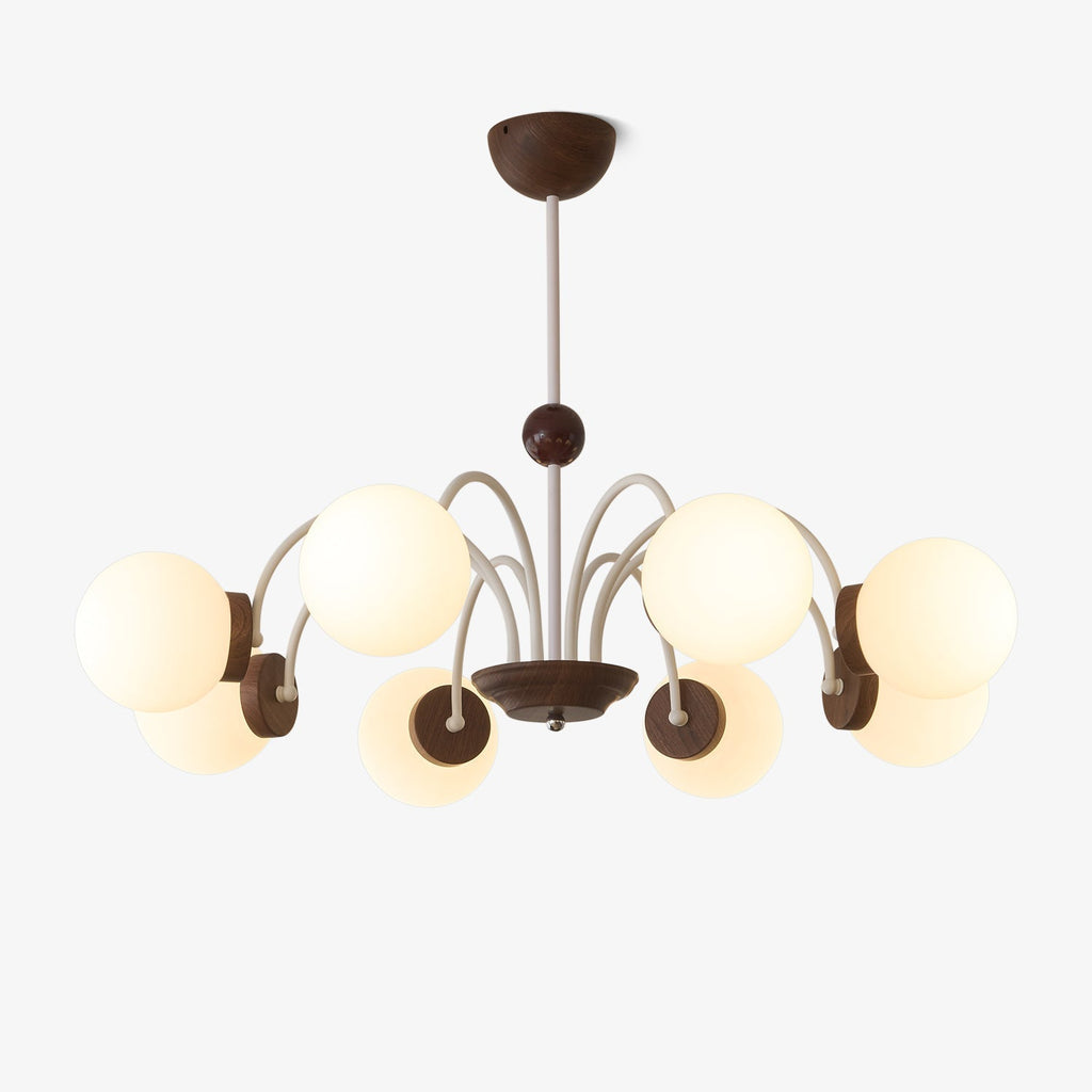 Lustra Chandelier Bois Verre Contemporain Courbé - Neutralighting