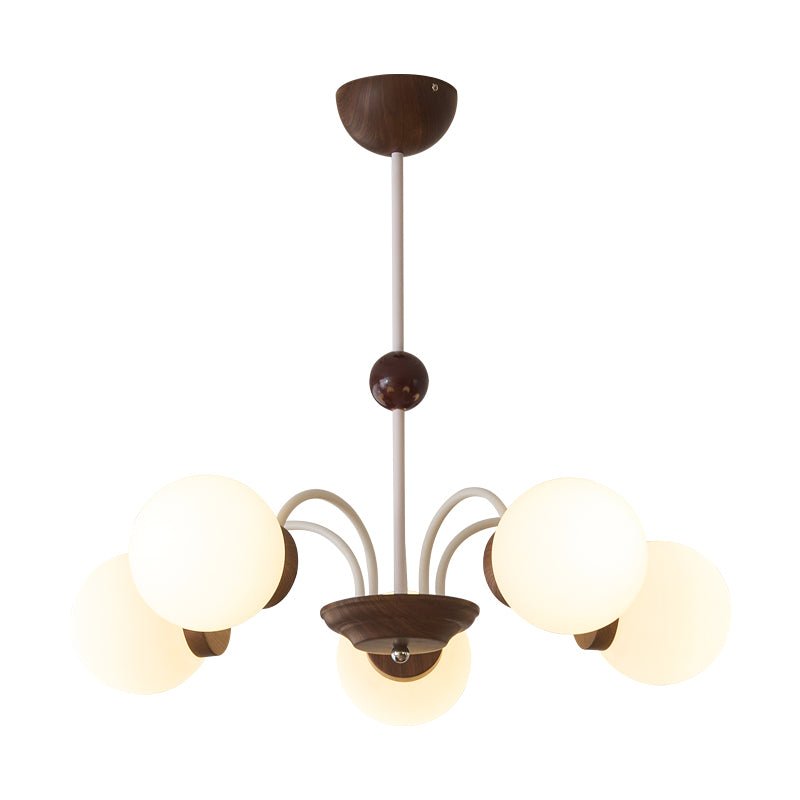 Lustra Chandelier Bois Verre Contemporain Courbé - Neutralighting