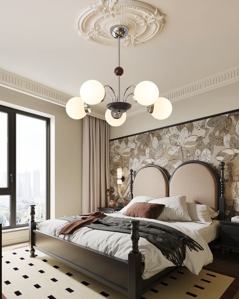 Lustra Chandelier Bois Verre Contemporain Courbé - Neutralighting