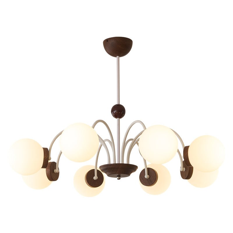 Lustra Chandelier Bois Verre Contemporain Courbé - Neutralighting