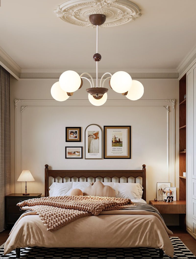 Lustra Chandelier Bois Verre Contemporain Courbé - Neutralighting