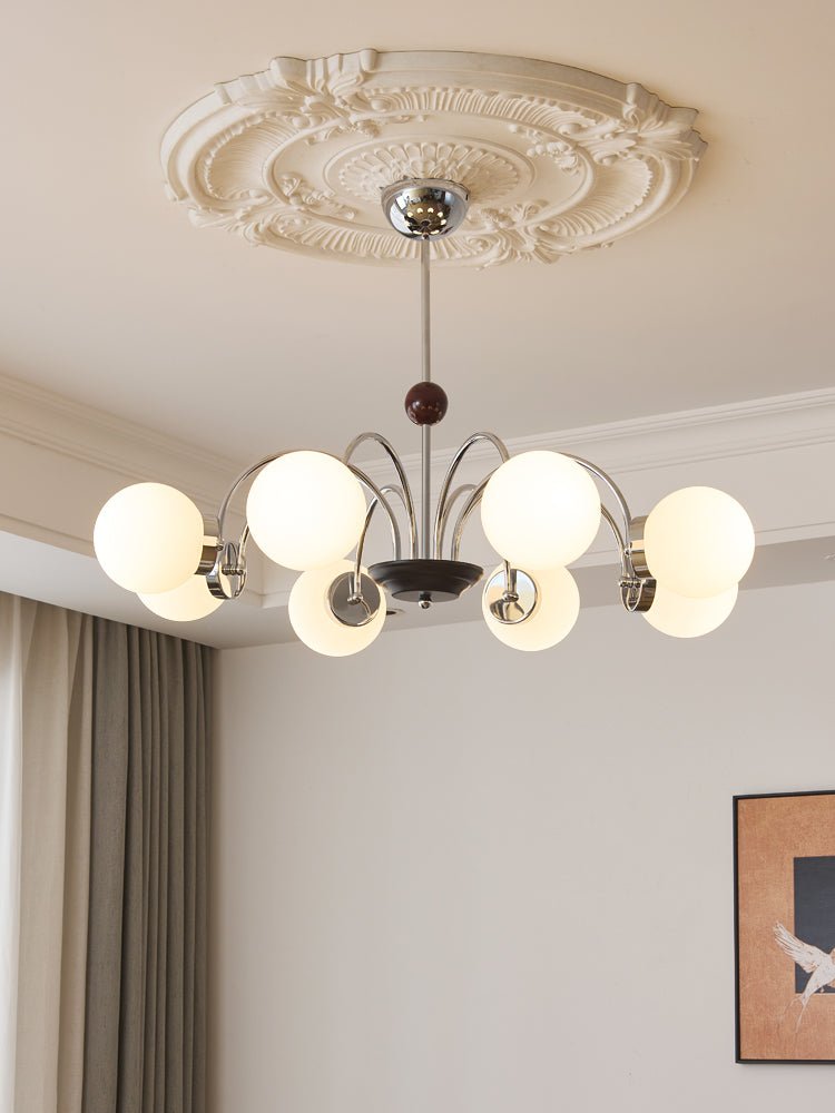 Lustra Chandelier Bois Verre Contemporain Courbé - Neutralighting