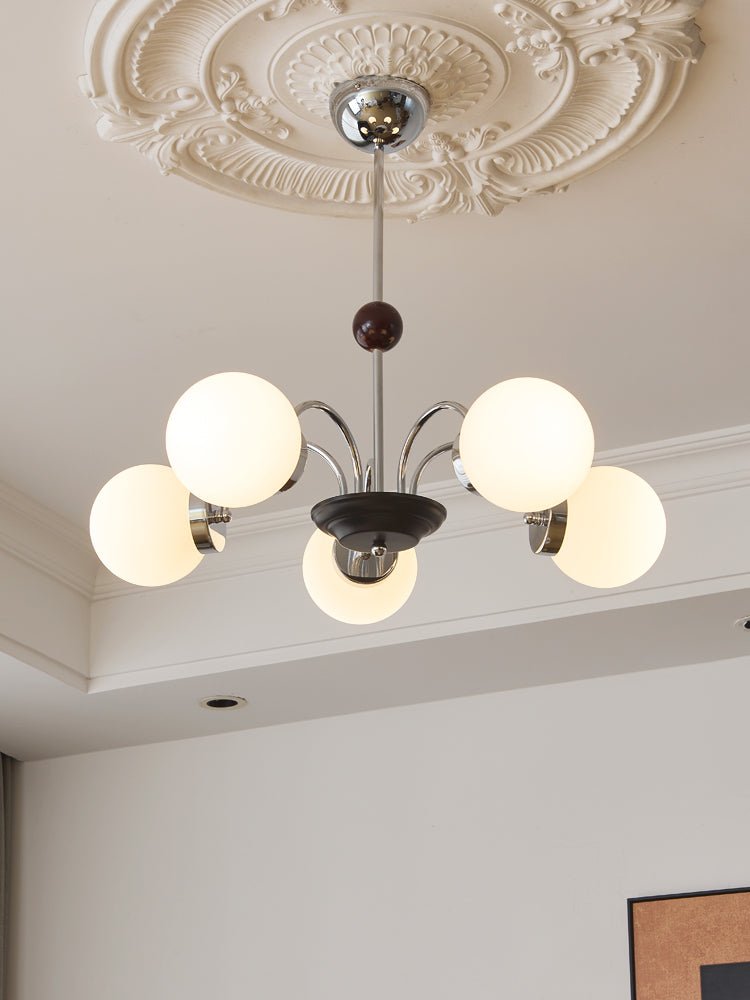 Lustra Chandelier Bois Verre Contemporain Courbé - Neutralighting