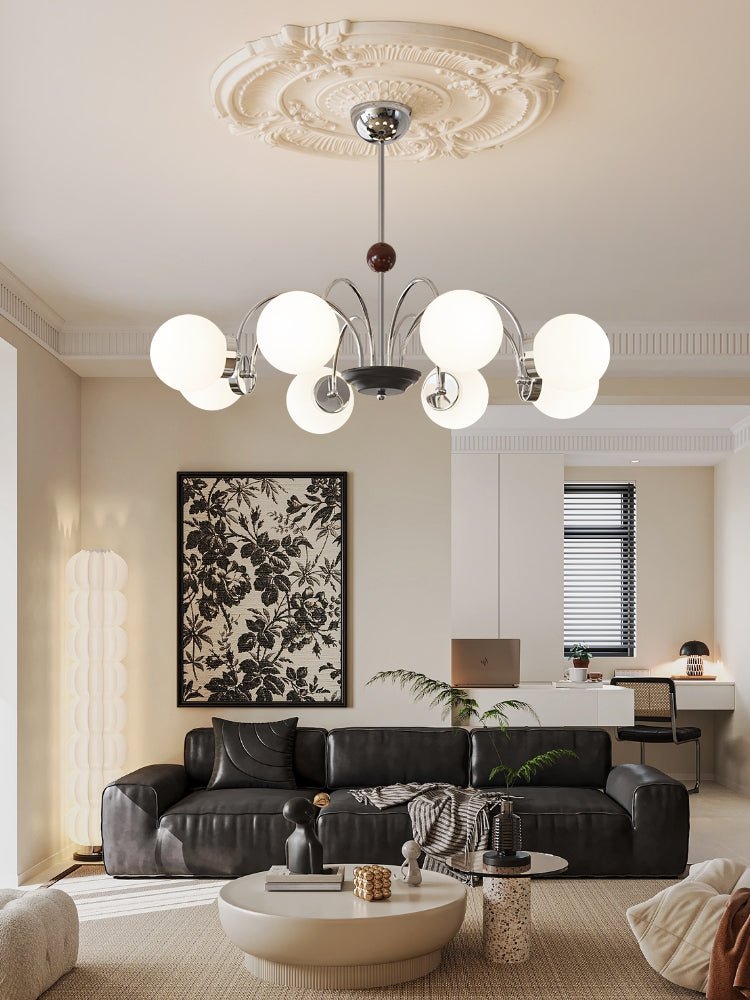 Lustra Chandelier Bois Verre Contemporain Courbé - Neutralighting