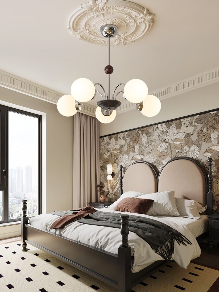 Lustra Chandelier Bois Verre Contemporain Courbé - Neutralighting