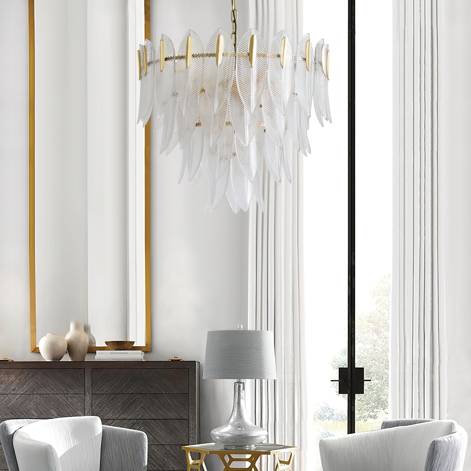 Ivthayra Lustre Postmoderne en Laiton et Verre de Luxe - Neutralighting