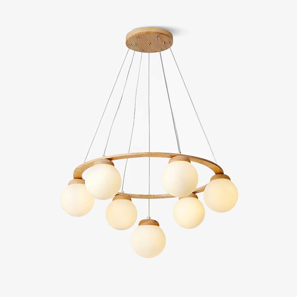 Lustra Lustre en Bois avec Anneau et Globes - Neutralighting