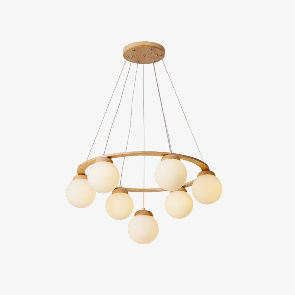 Lustra Lustre en Bois avec Anneau et Globes - Neutralighting