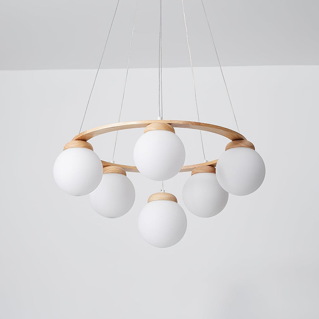 Lustra Lustre en Bois avec Anneau et Globes - Neutralighting