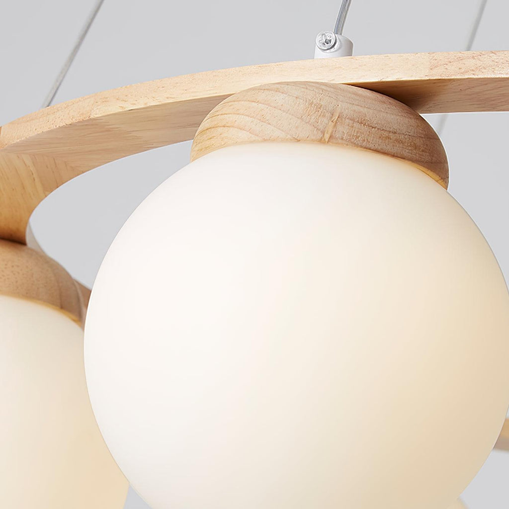 Lustra Lustre en Bois avec Anneau et Globes - Neutralighting
