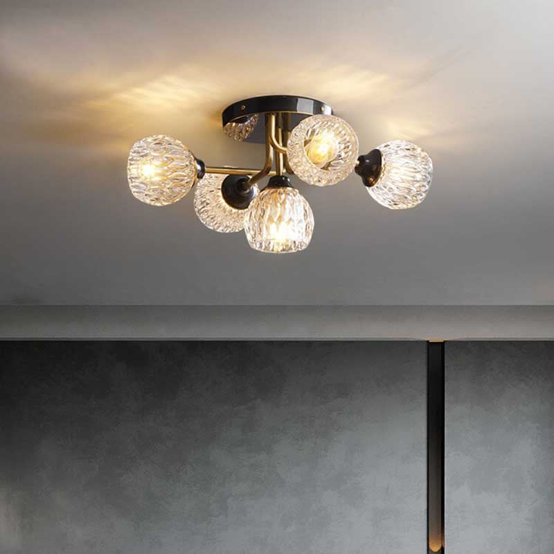 Valentina Luxueux Plafonnier Verre Métal Salon - Neutralighting