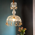 Kristy Rétro LED Cristal Rond Suspension Or Verre Chambre À Coucher - Neutralighting