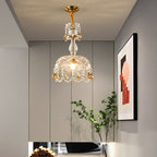 Kristy Rétro LED Cristal Rond Suspension Or Verre Chambre À Coucher - Neutralighting
