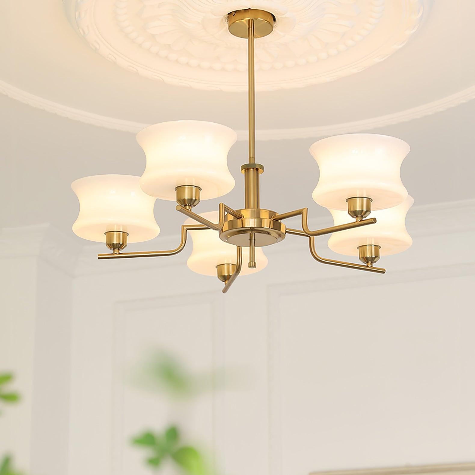 Lustra Chandelier en Verre Vintage Doré Naturel - Neutralighting