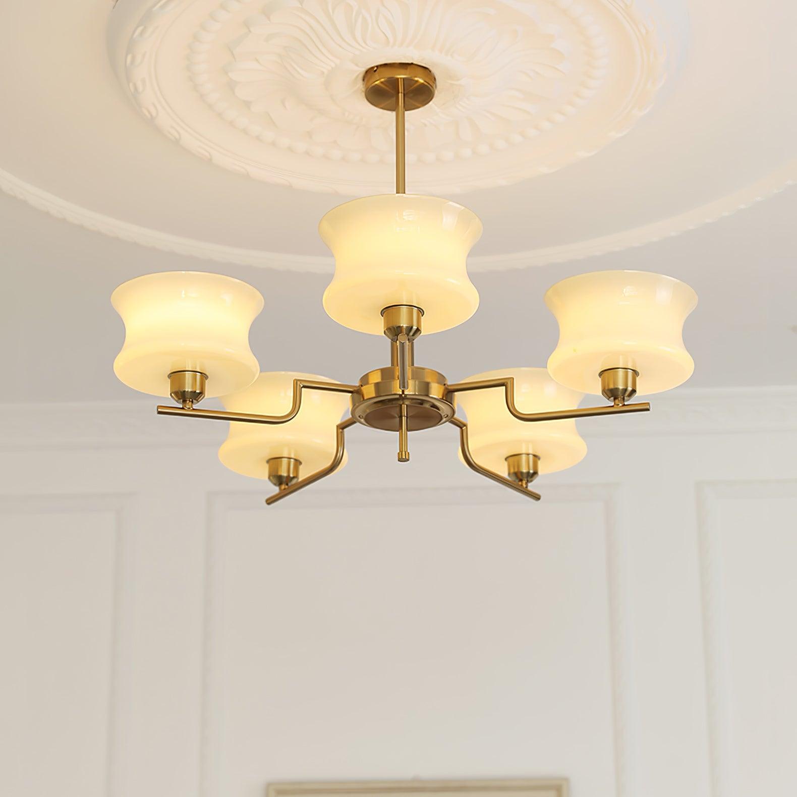 Lustra Chandelier en Verre Vintage Doré Naturel - Neutralighting