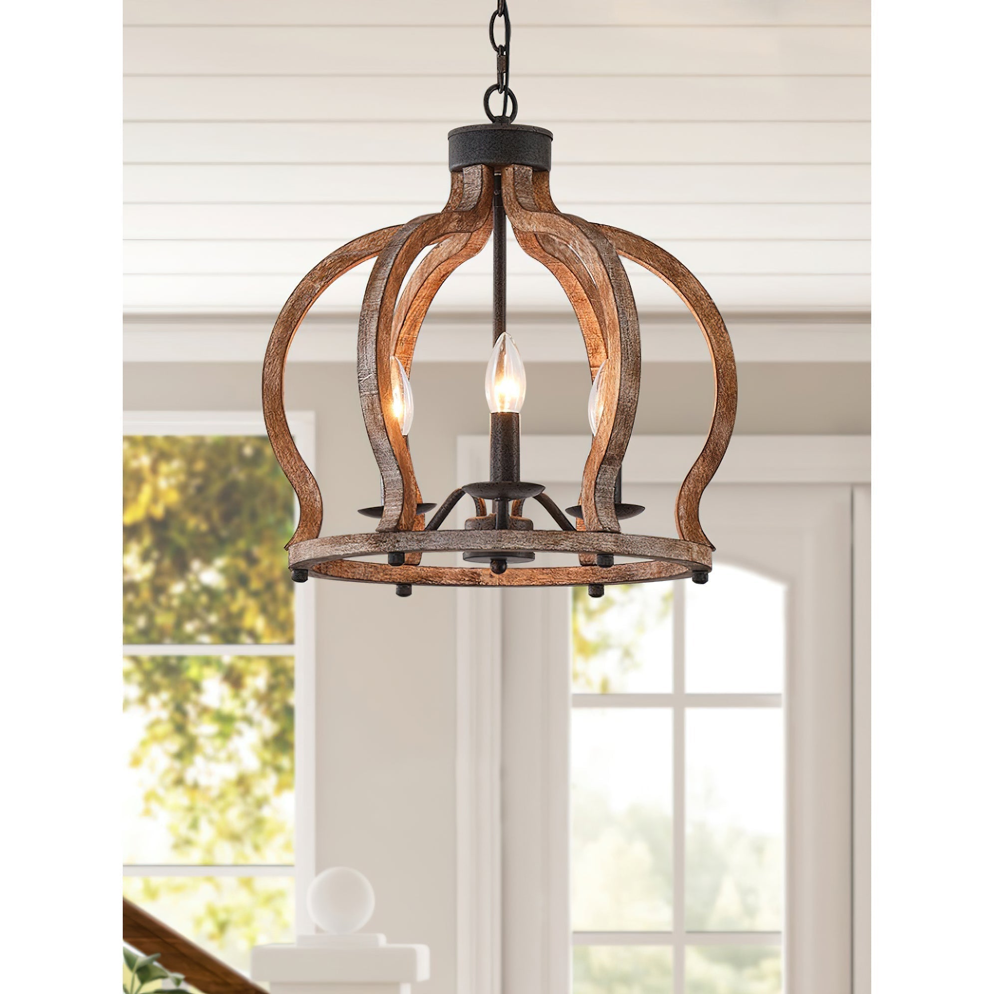 Vivinir Suspension Vintage Industrielle Aura Farmhouse en Bois et Métal - Neutralighting