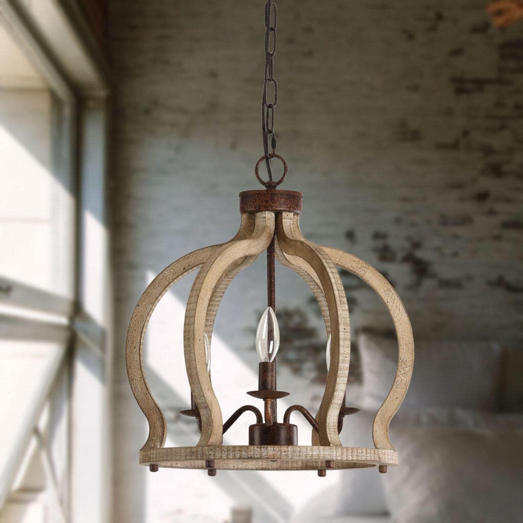 Vivinir Suspension Vintage Industrielle Aura Farmhouse en Bois et Métal - Neutralighting