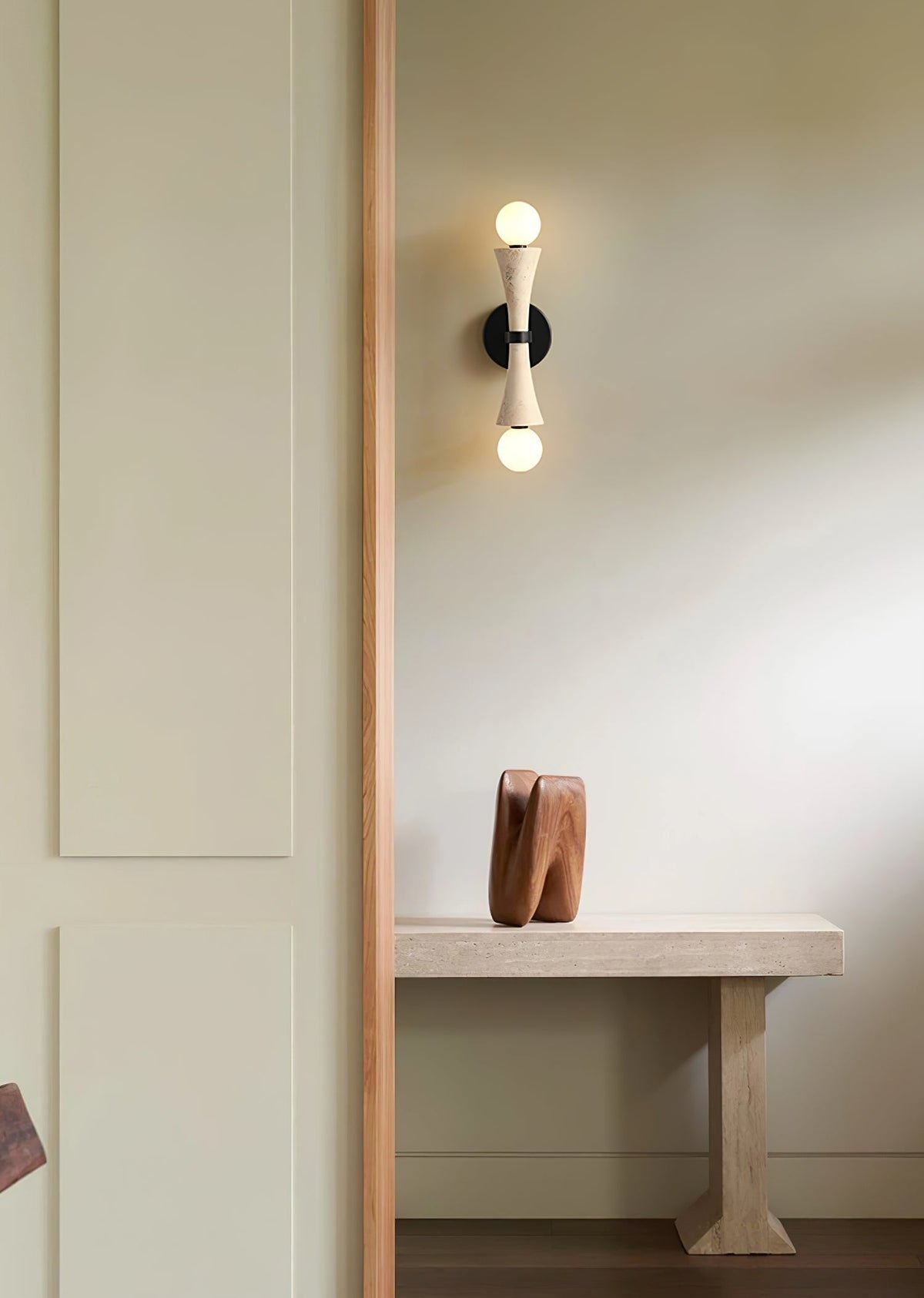 Oloriel Applique Murale Sculpturale en Travertin Élégante - Neutralighting