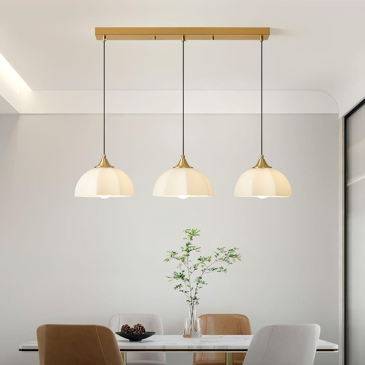 Lustra Chandelier Bol En Verre Octagonal Cuivre Français - Neutralighting