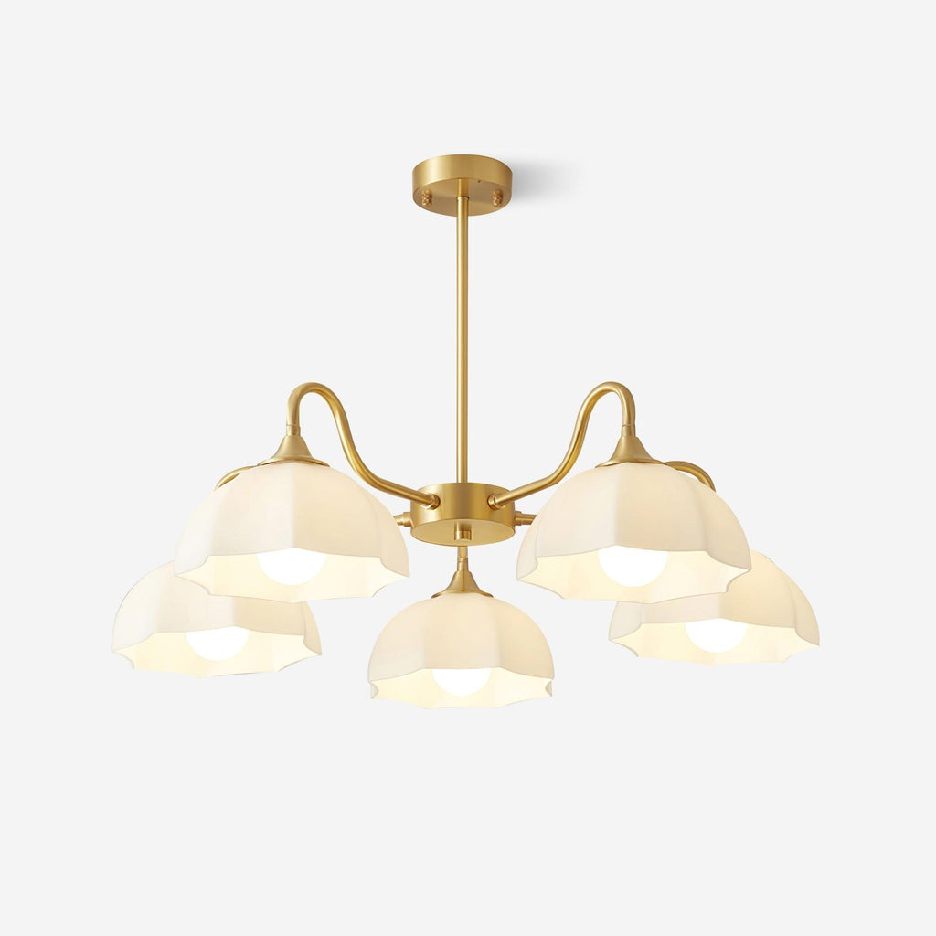 Lustra Chandelier Bol En Verre Octagonal Cuivre Français - Neutralighting