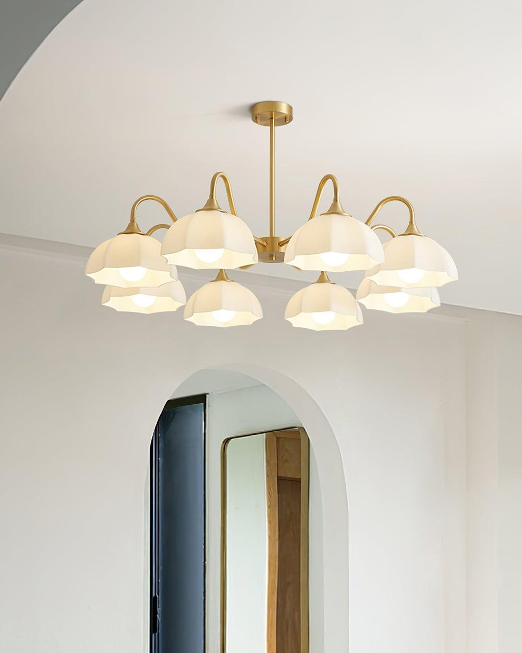 Lustra Chandelier Bol En Verre Octagonal Cuivre Français - Neutralighting