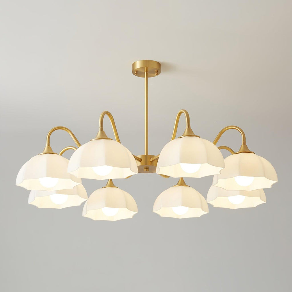 Lustra Chandelier Bol En Verre Octagonal Cuivre Français - Neutralighting