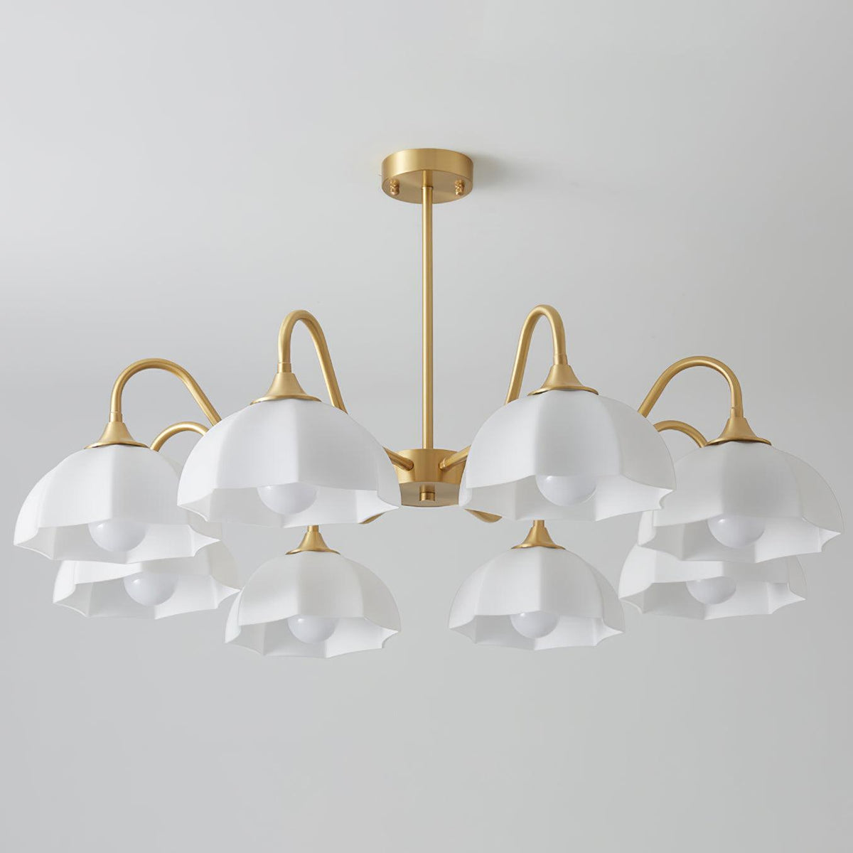 Lustra Chandelier Bol En Verre Octagonal Cuivre Français - Neutralighting
