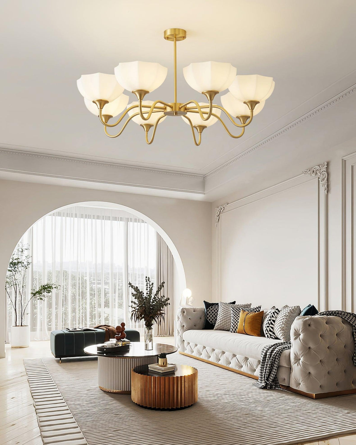 Lustra Chandelier Bol En Verre Octagonal Cuivre Français - Neutralighting