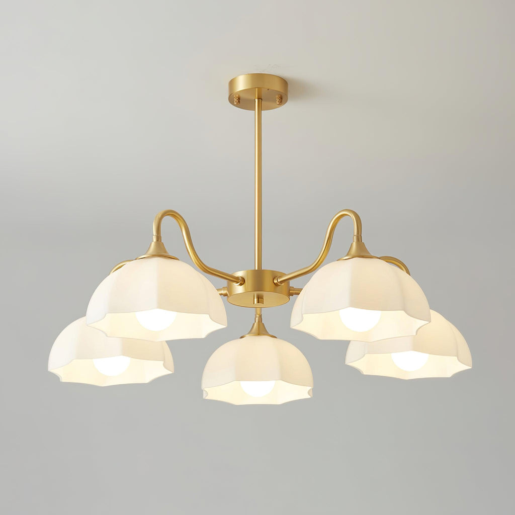 Lustra Chandelier Bol En Verre Octagonal Cuivre Français - Neutralighting