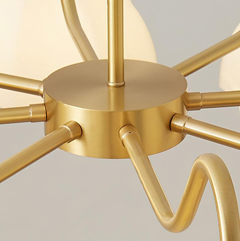 Lustra Chandelier Bol En Verre Octagonal Cuivre Français - Neutralighting
