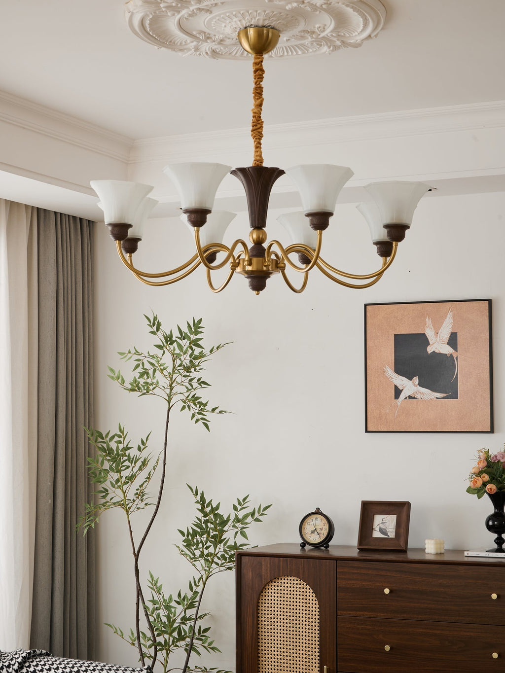 Ciphaen Chandelier en Bois et Verre Vintage - Neutralighting