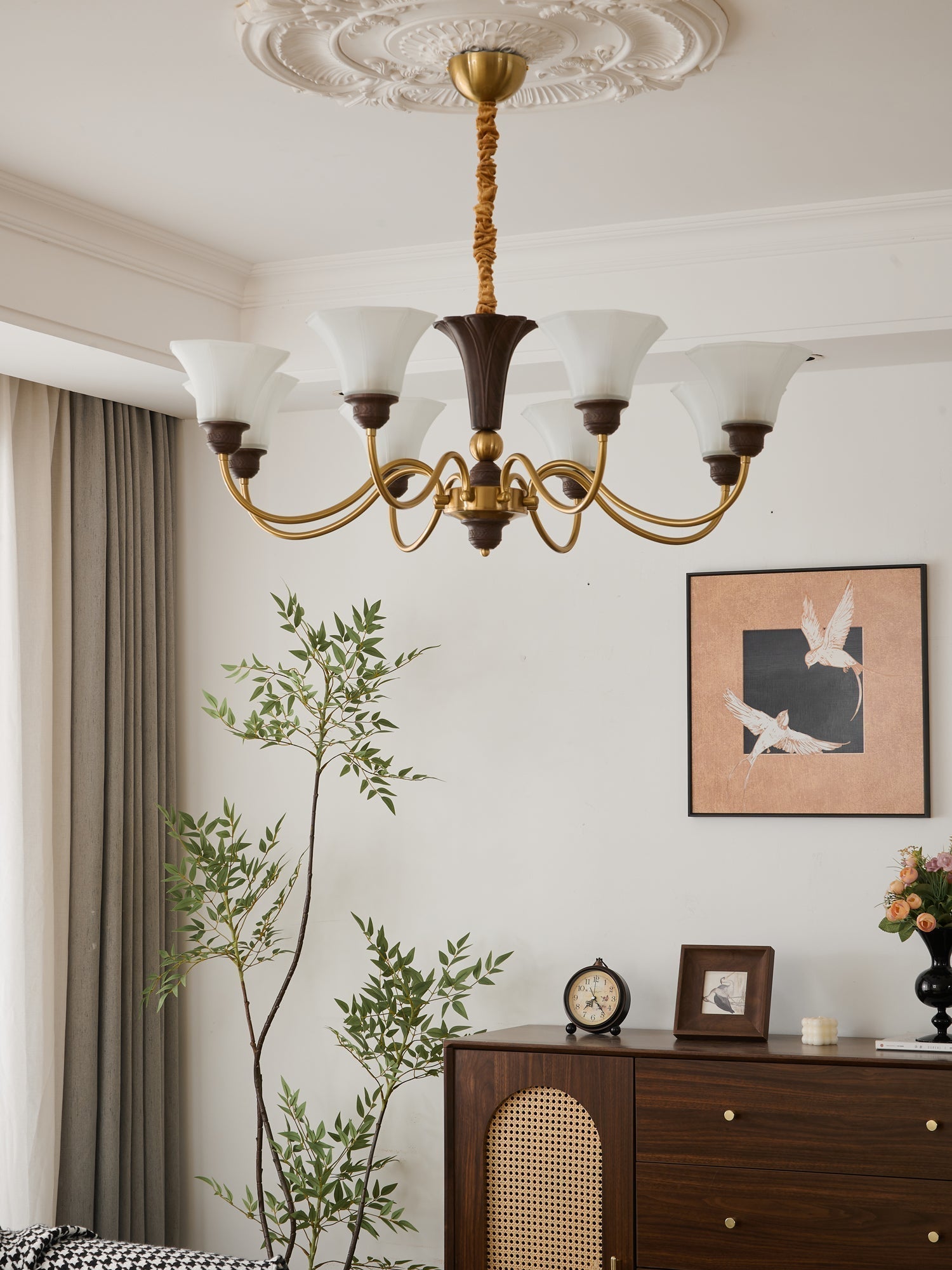 Ciphaen Chandelier en Bois et Verre Vintage - Neutralighting