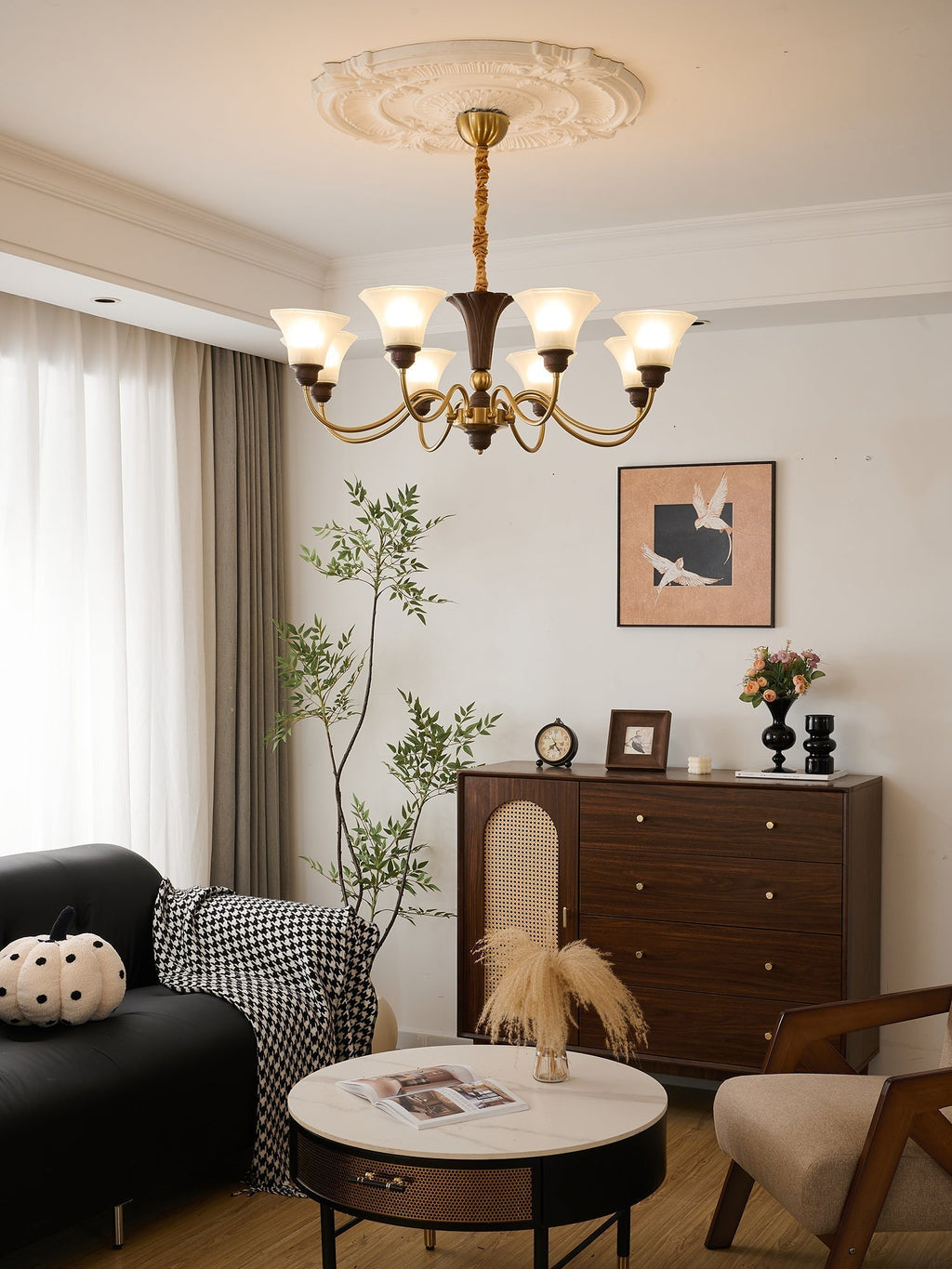 Ciphaen Chandelier en Bois et Verre Vintage - Neutralighting