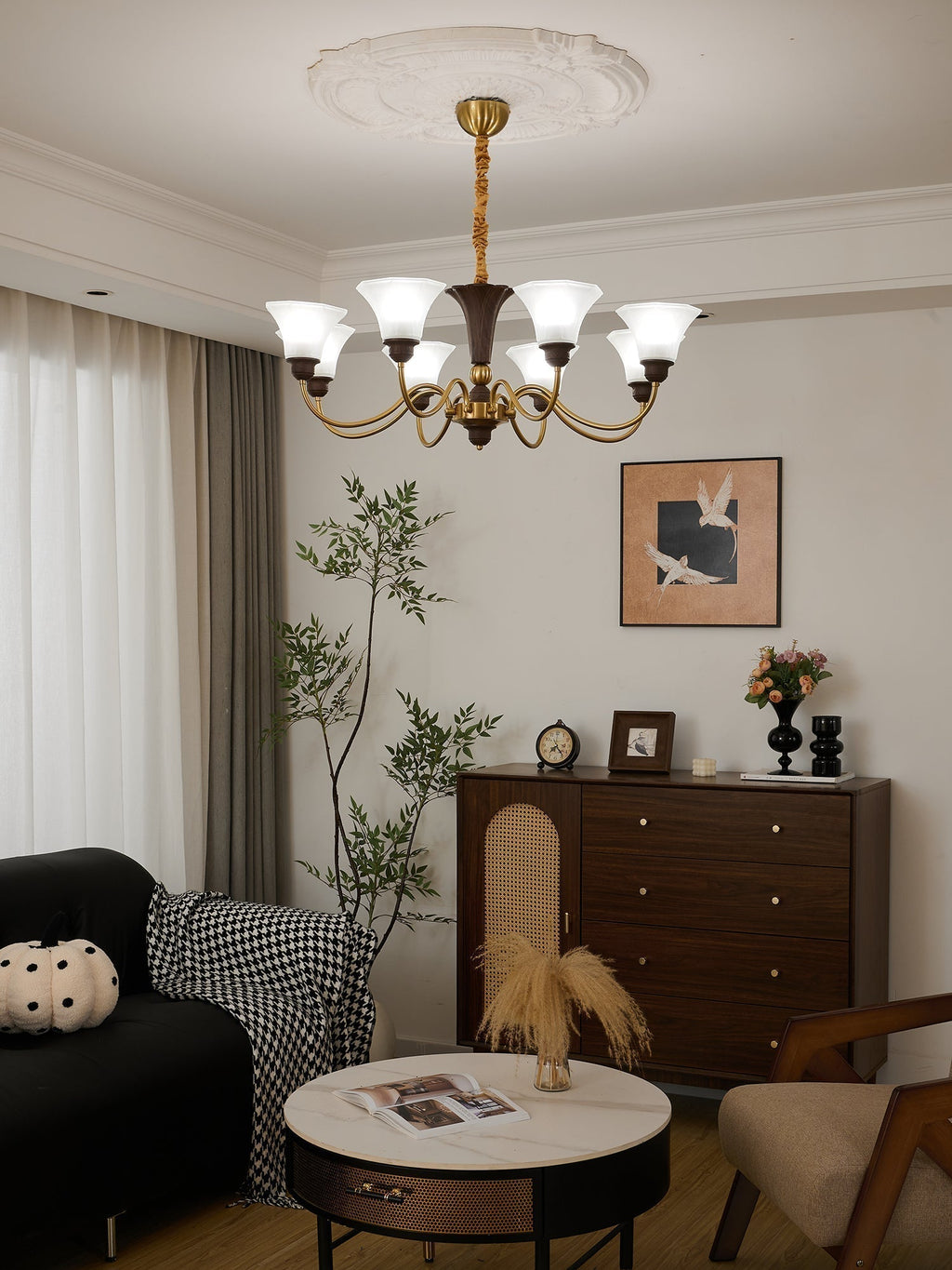 Ciphaen Chandelier en Bois et Verre Vintage - Neutralighting