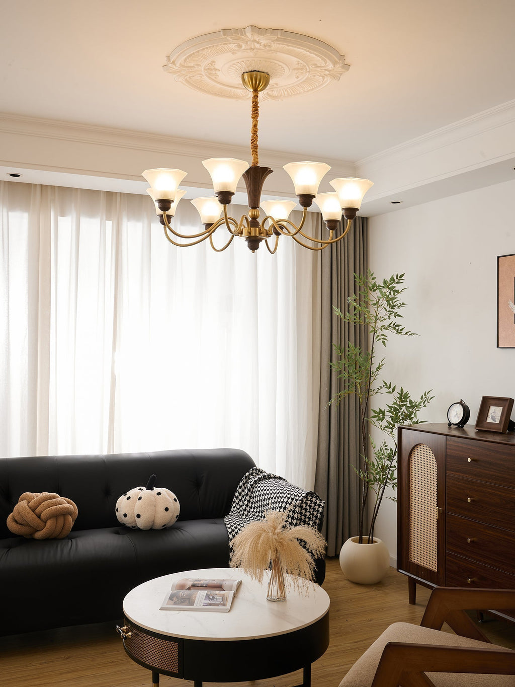 Ciphaen Chandelier en Bois et Verre Vintage - Neutralighting
