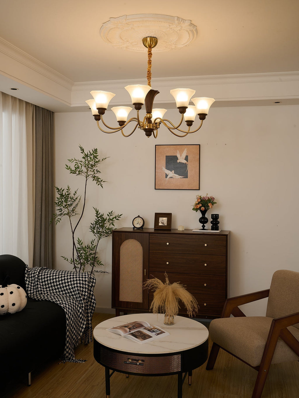 Ciphaen Chandelier en Bois et Verre Vintage - Neutralighting