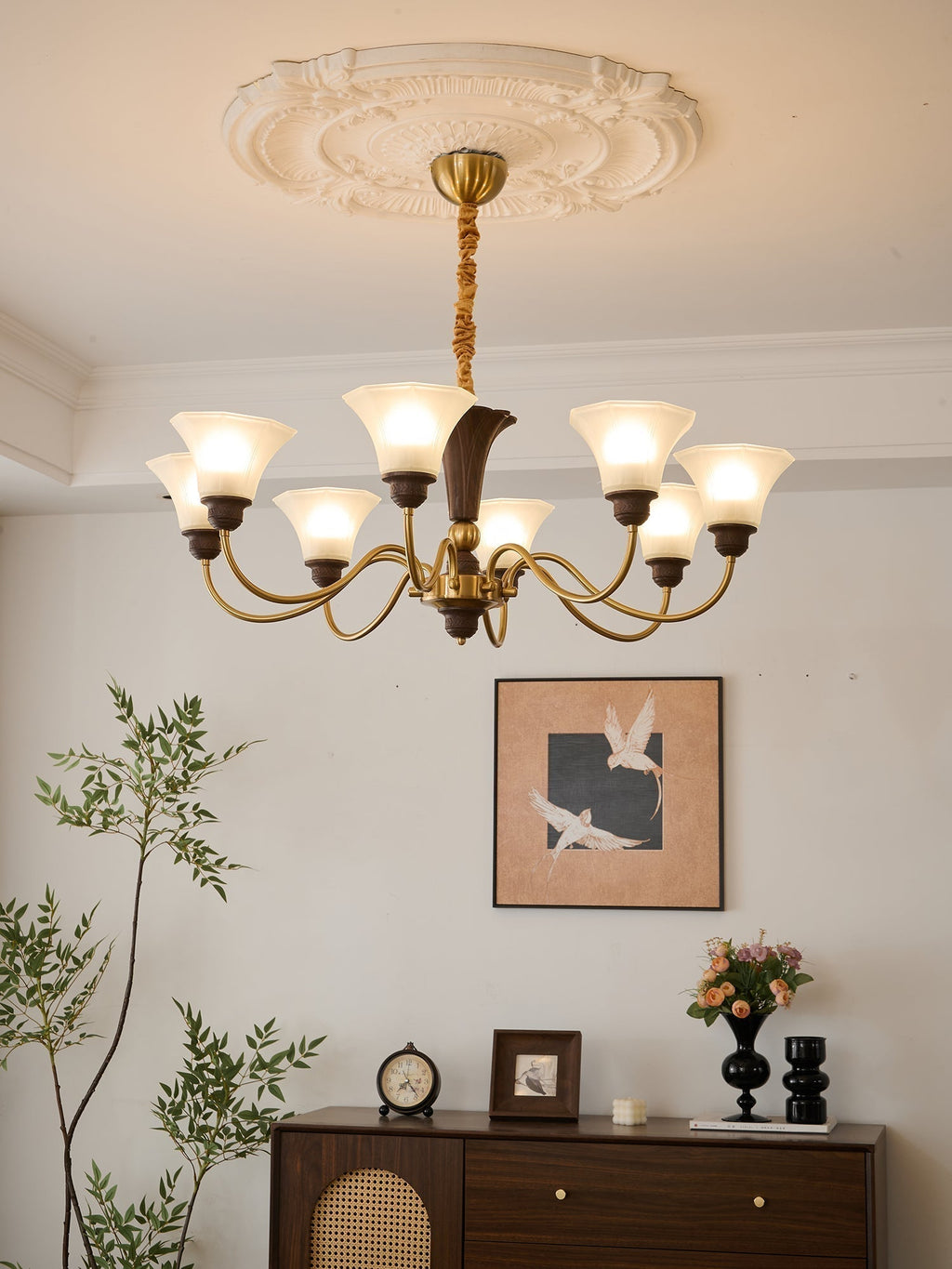Ciphaen Chandelier en Bois et Verre Vintage - Neutralighting