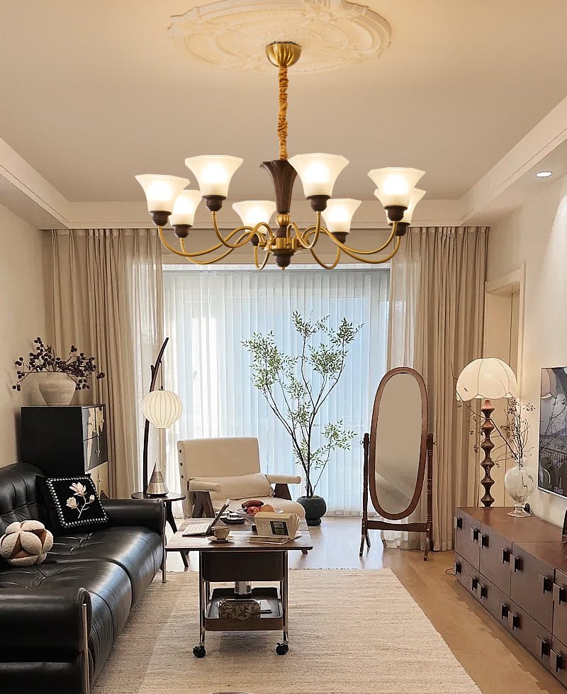 Ciphaen Chandelier en Bois et Verre Vintage - Neutralighting