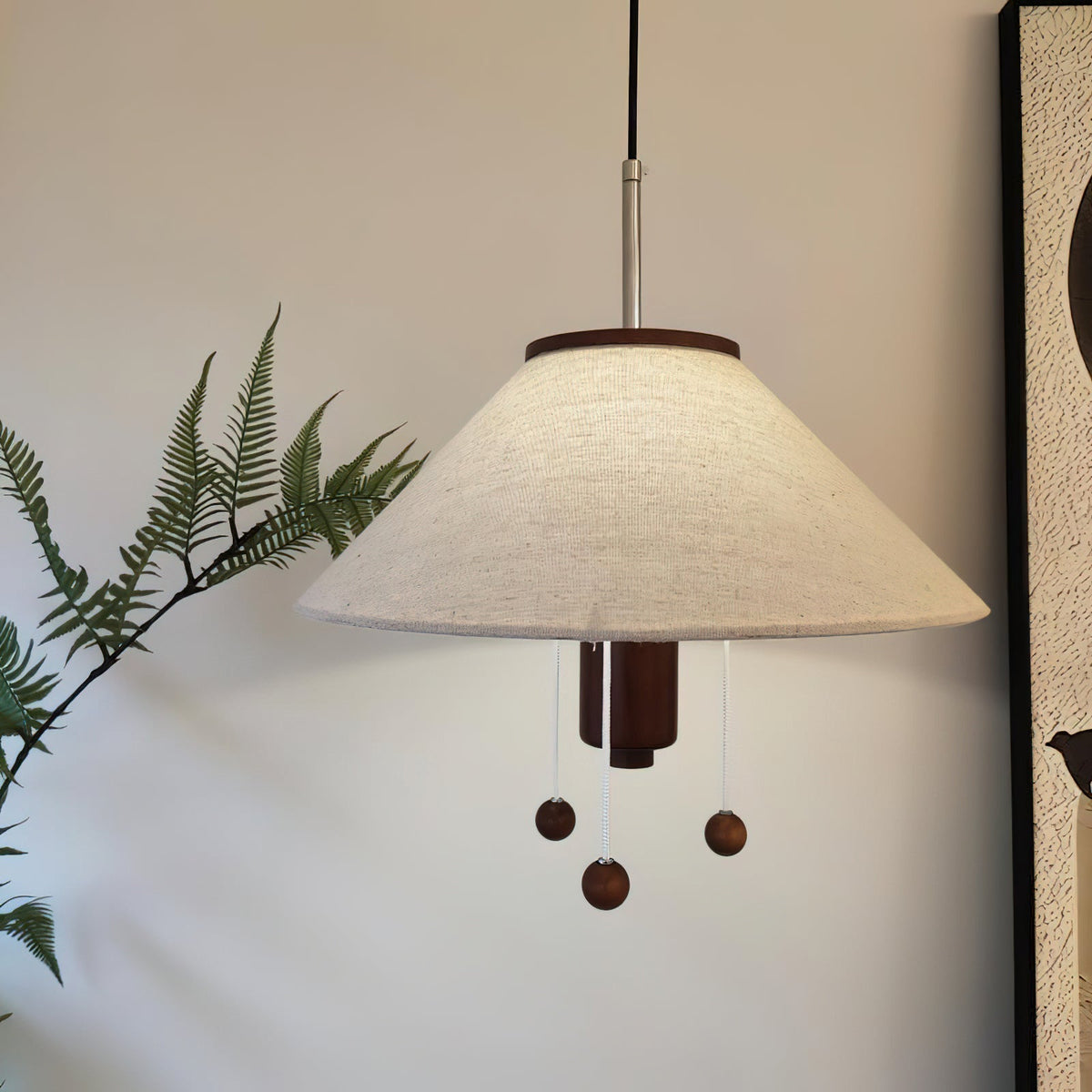 Zathee Nordic Art Classique Bois Tissu Pendentif Lampe - Neutralighting