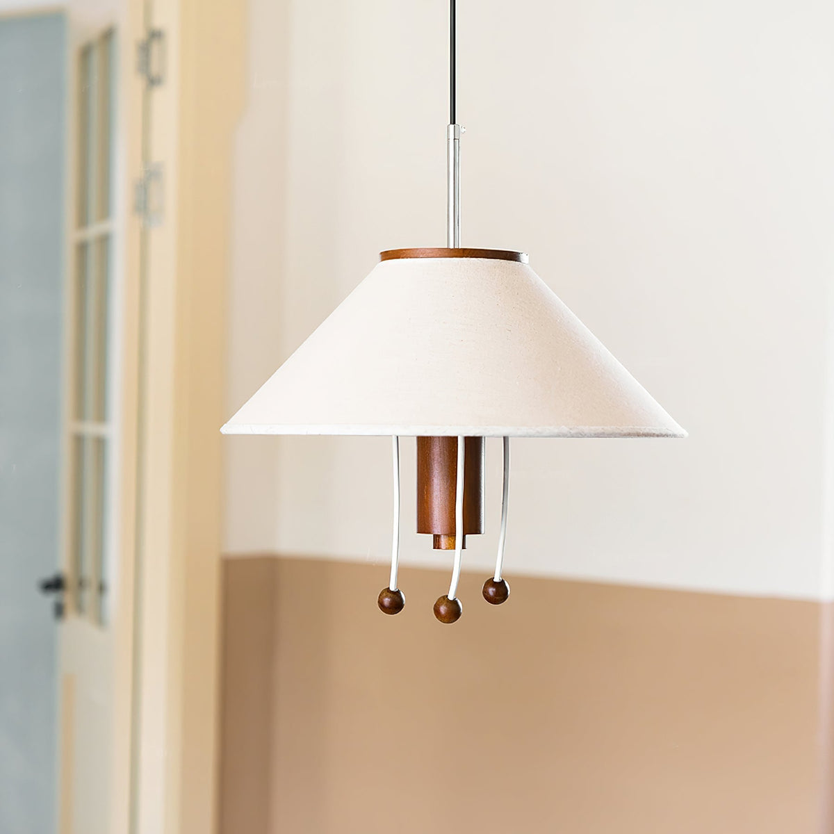 Zathee Nordic Art Classique Bois Tissu Pendentif Lampe - Neutralighting